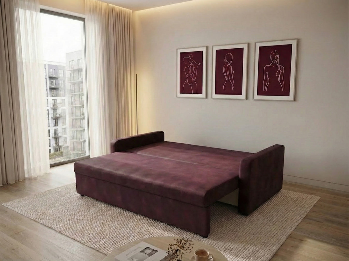 Canapea extensibilă Tokyo Burgundy Red - PET Friendly