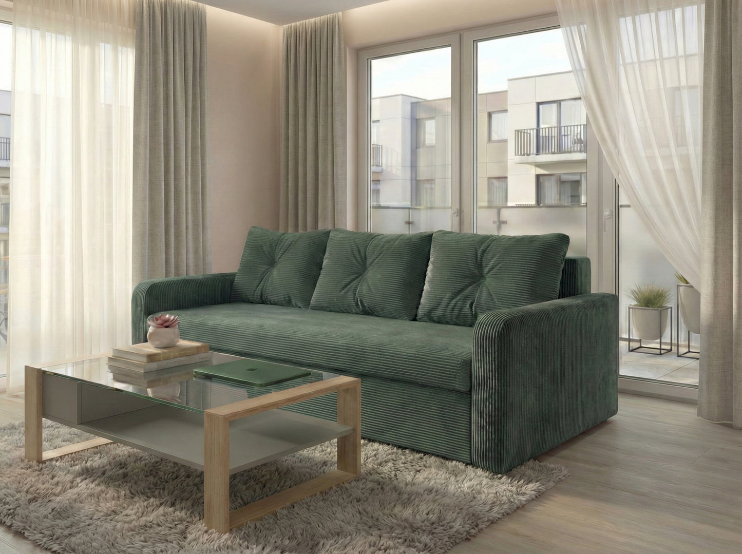 Canapea extensibilă Tokyo Verde Vintage