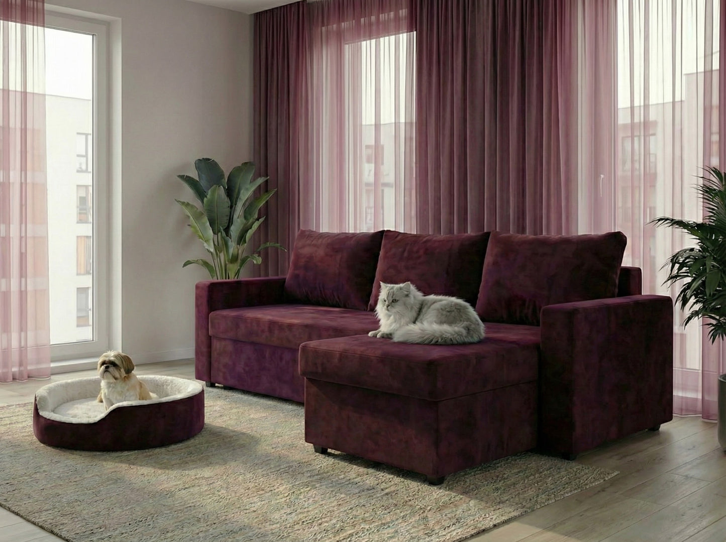 Colțar Tokyo Burgundy Red - PET Friendly