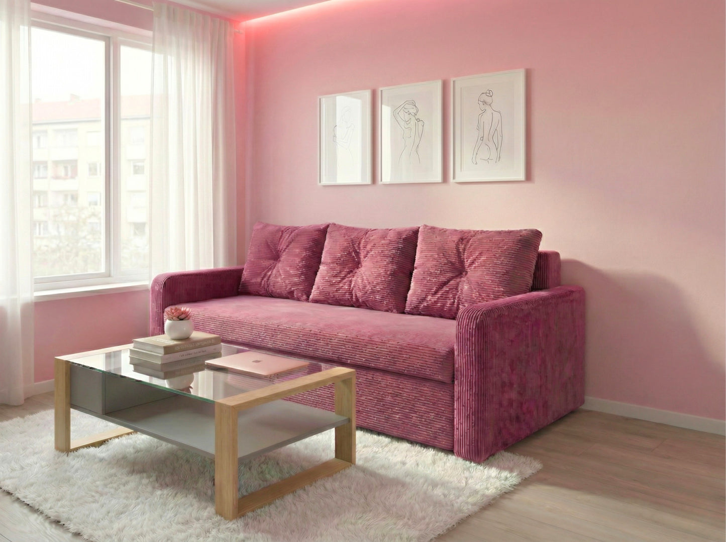 Canapea extensibilă Tokyo Roz Vintage