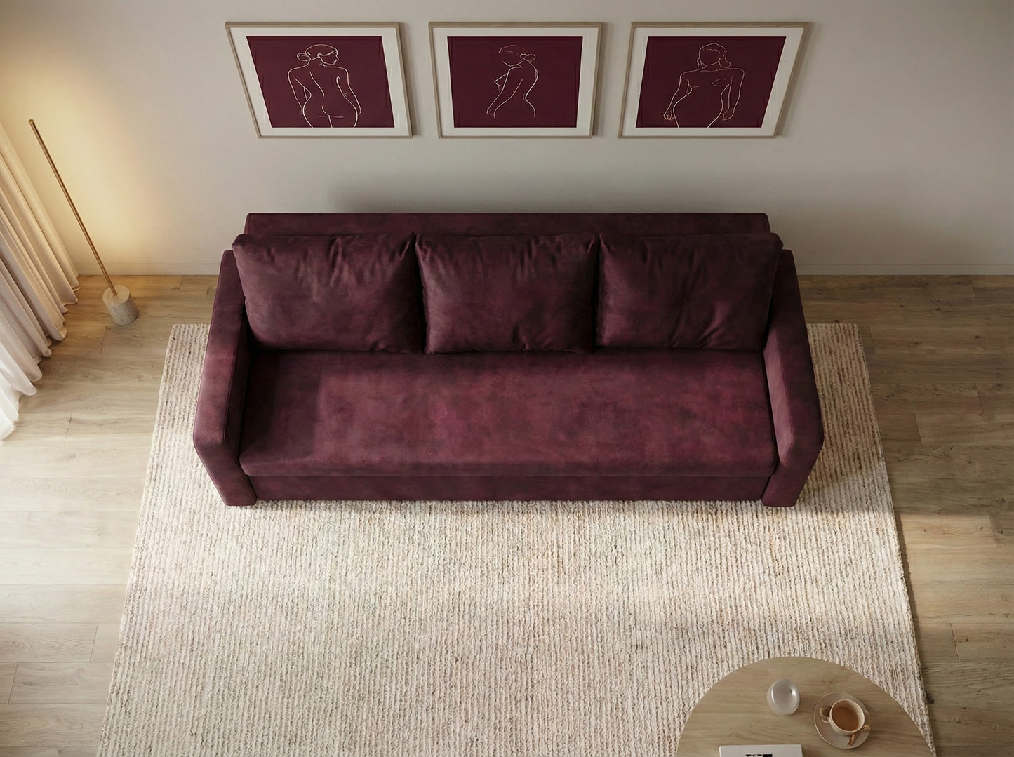 Canapea extensibilă Tokyo Burgundy Red - PET Friendly