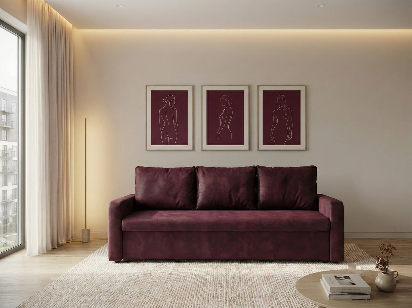 Canapea extensibilă Tokyo Burgundy Red - PET Friendly