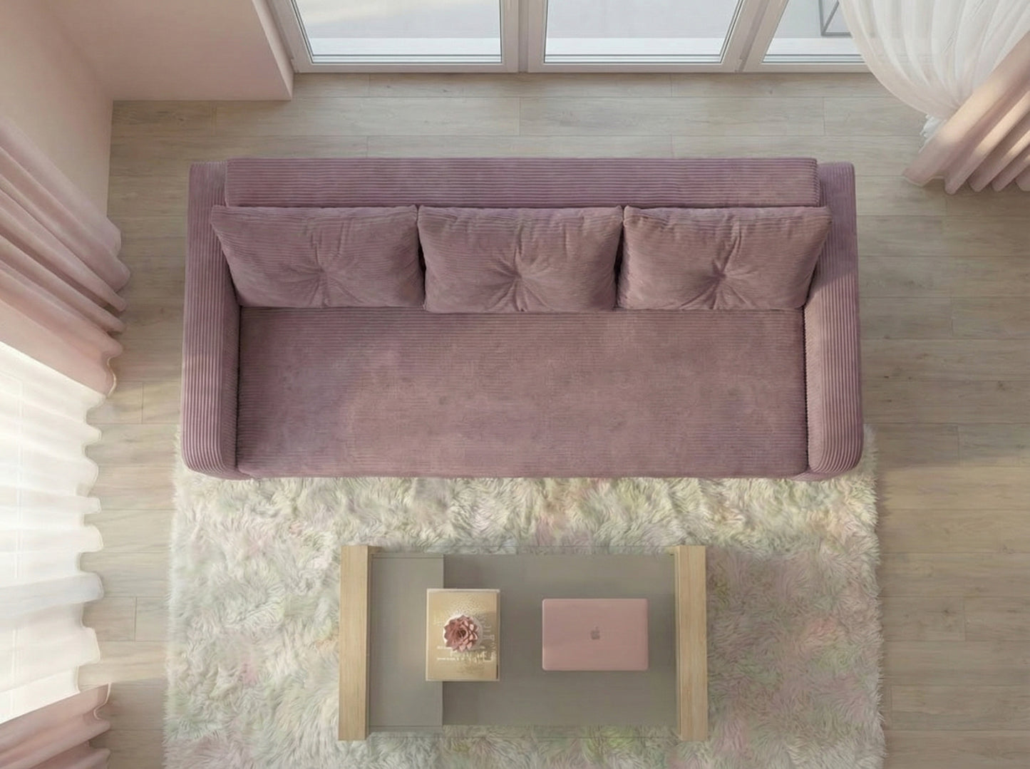 Canapea extensibilă Tokyo Roz Vintage