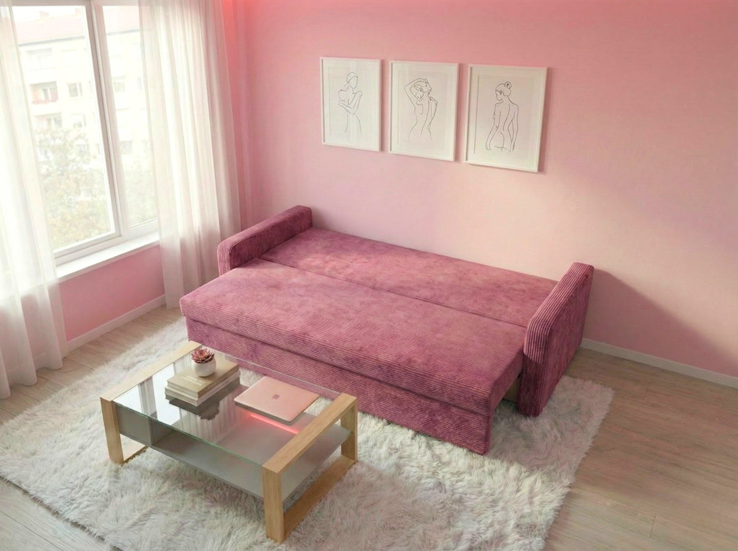 Canapea extensibilă Tokyo Roz Vintage