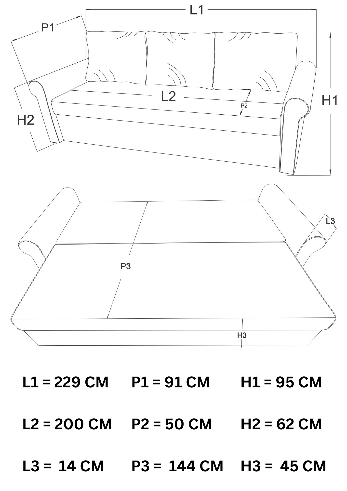 Canapea extensibilă Tokyo Crem Vintage