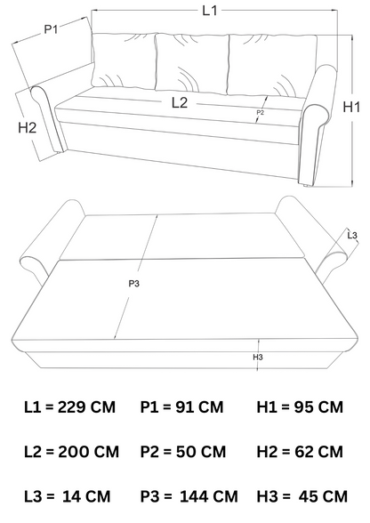 Canapea extensibilă Tokyo Verde Vintage