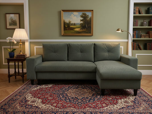 Easy Emerald Green Extendable Corner Sofa