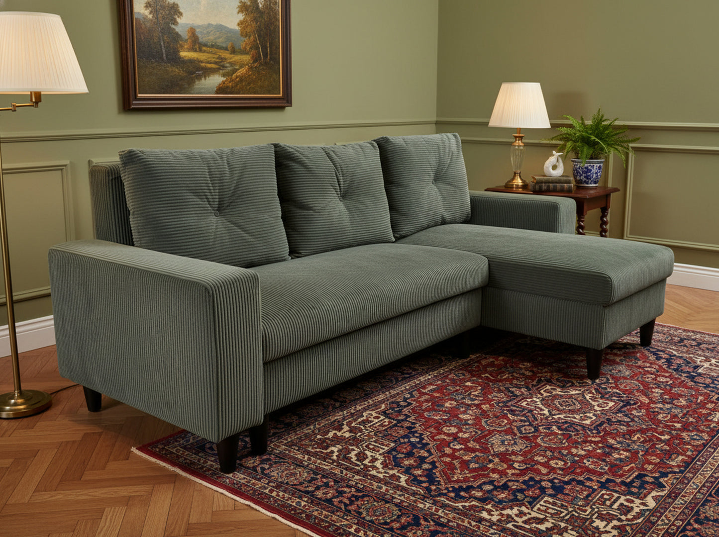 Easy Emerald Green Extendable Corner Sofa