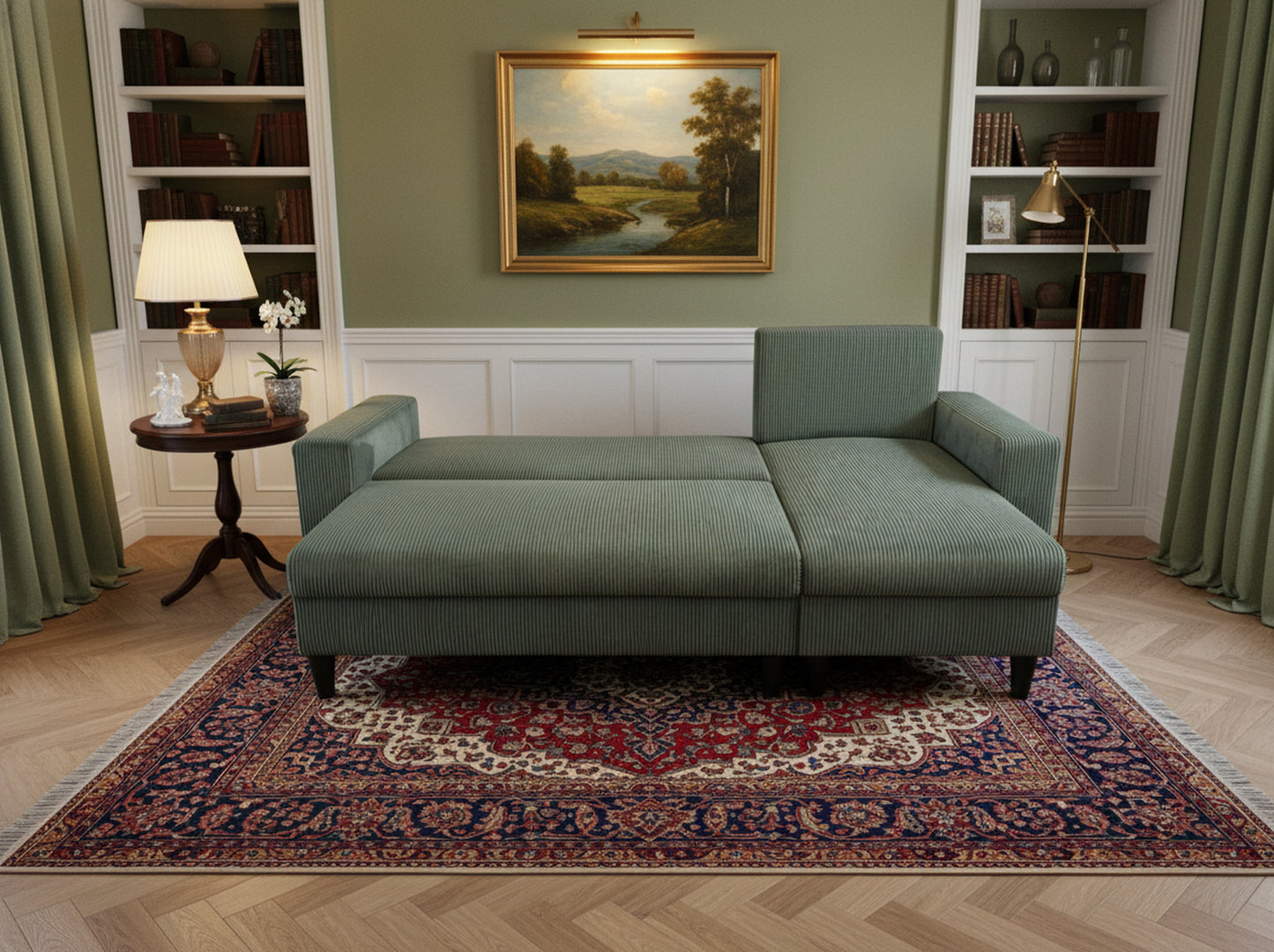 Easy Emerald Green Extendable Corner Sofa