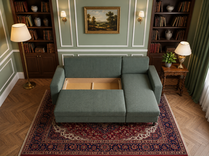 Easy Emerald Green Extendable Corner Sofa