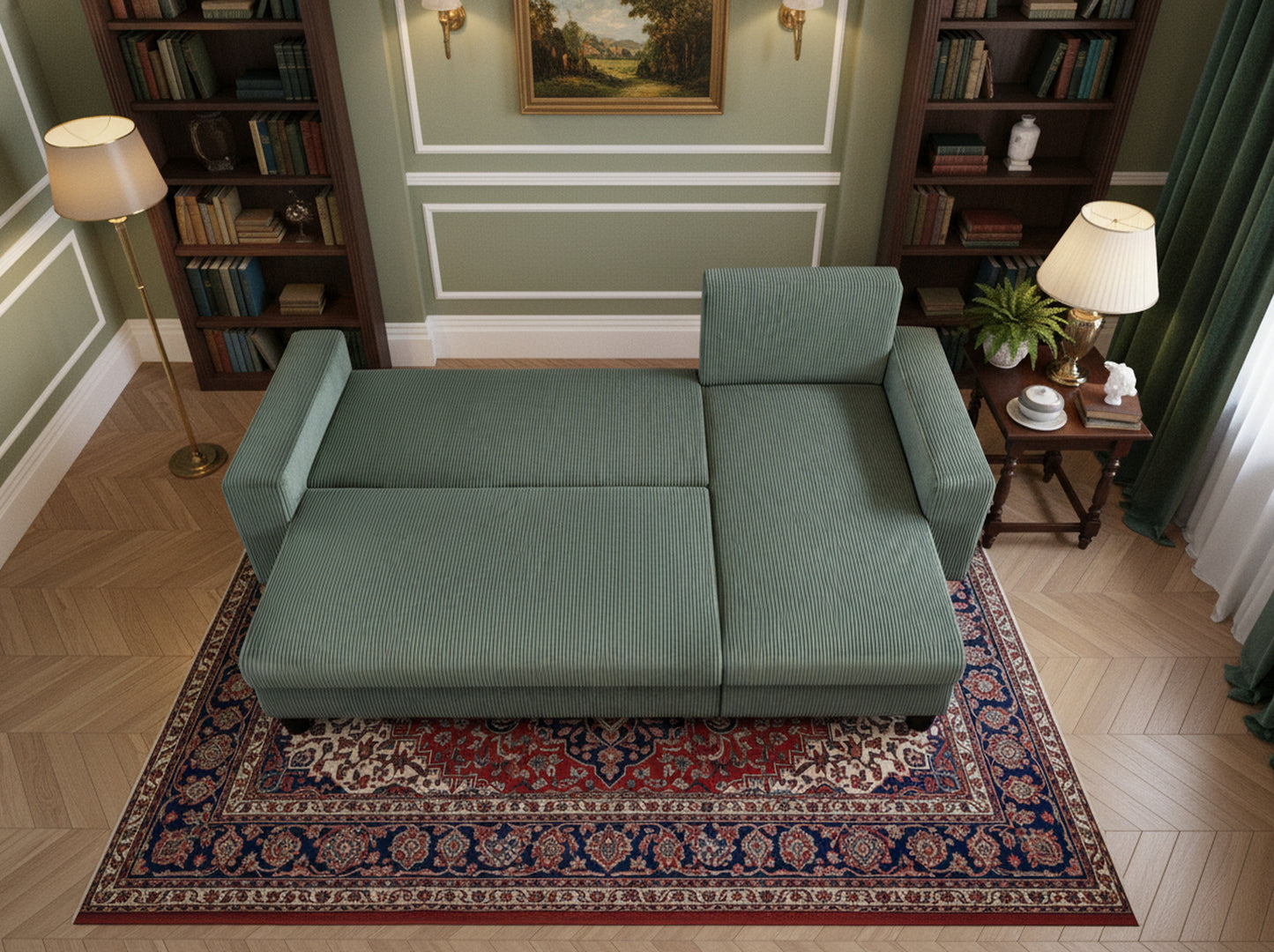 Easy Emerald Green Extendable Corner Sofa
